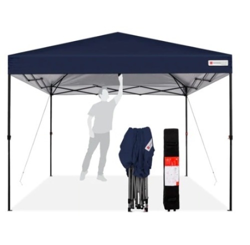 One-Person Setup Instant Pop Up Canopy w/ Wheeled Bag,10x10ft, Blue, Appears New - Lot 256