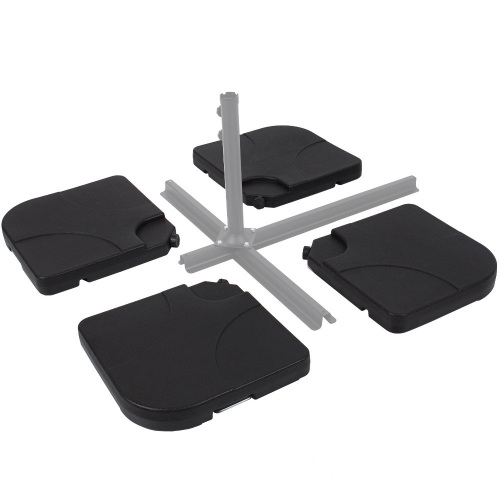 BCP 4 -Piece Cantilever Offset Patio Umbrella Stand Square Base Plate Set  W / Easy Fill Spouts - Lot 269