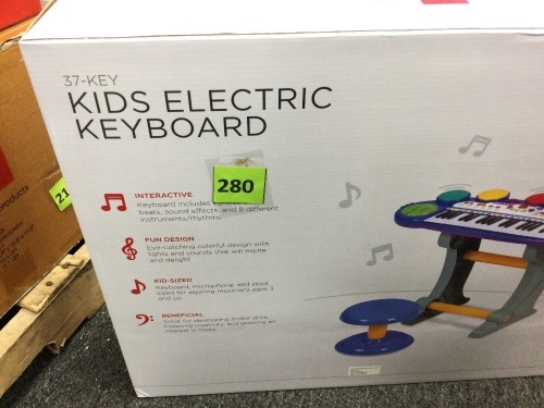 37-Key Kids Electric Keyboard, Multicolor, Appears New - Lot 280