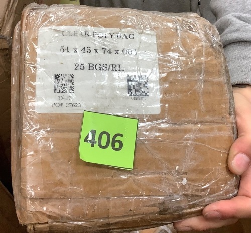 Case of (25) Clear Poly Bags - 51x45x74 - Lot 406