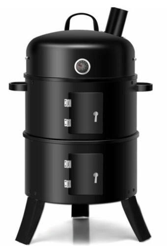 3-In-1 Portable Round Charcoal Smoker Bbq Grill Built-In Thermometer, Appears New - Lot 440