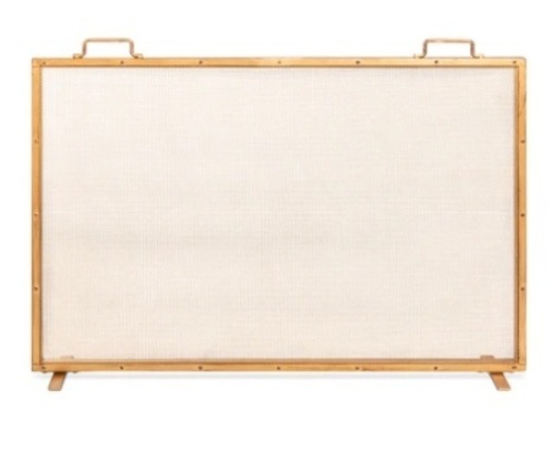 Single Panel Handcrafted Steel Mesh Fireplace Screen w/ Handles, 38x27in, Appears New - Lot 442