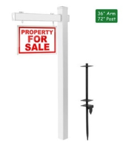 6 Feet Vinyl UPVC Real Estate Sign Yard Post, Appears New - Lot 452