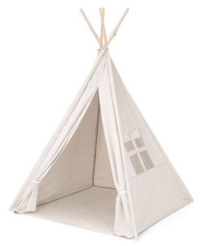 6ft Kids Cotton Canvas Teepee  w/ Carrying Bag, White, Appears New - Lot 462