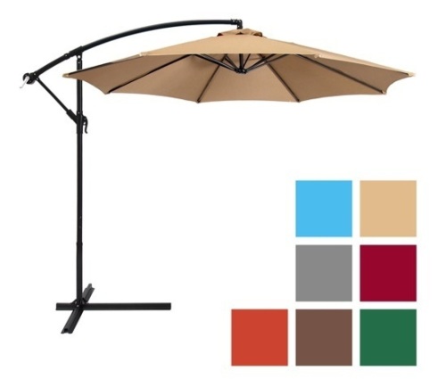 10ft Solar LED Patio Umbrella Hanging Offset Market Backyard, Color Unknown, Appears New - Lot 479