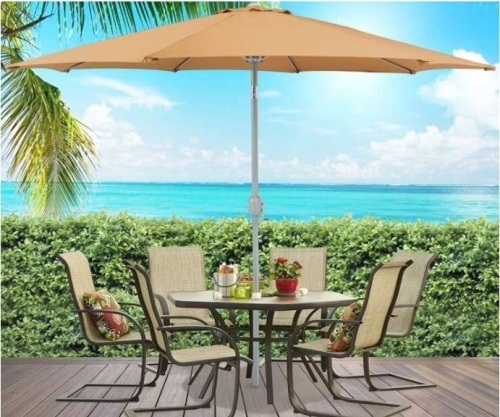 9ft Market Patio Umbrella w/ Crank Tilt, Color Unknown, Appears New - Lot 482