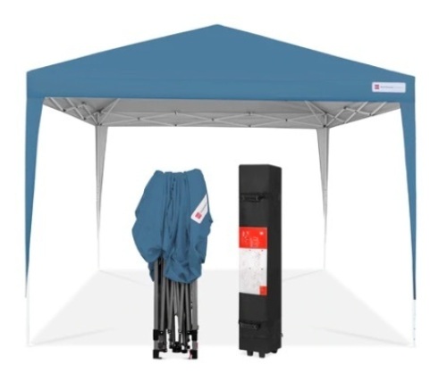 Outdoor Portable Pop Up Canopy Tent w/ Carrying Case, 10x10ft, Blue, Appears New - Lot 483
