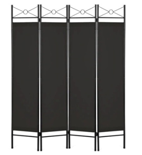 4-Panel Folding Privacy Screen Room Divider Decoration Accent, 6ft, Black, Appears New - Lot 495