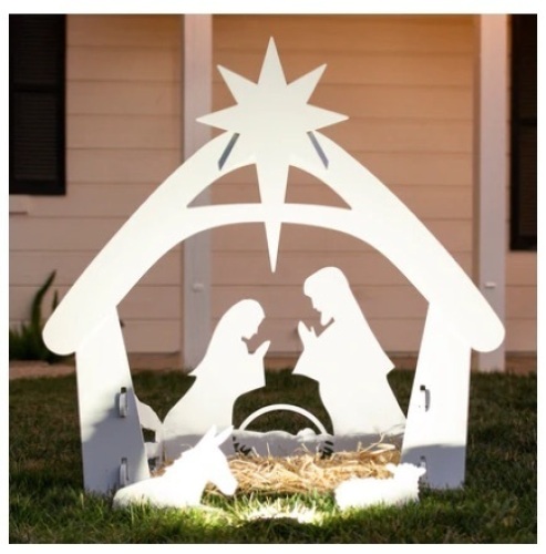 Christmas Nativity Scene Yard Decoration w/ Water Resistant PVC, 4ft, White, Appears New - Lot 502