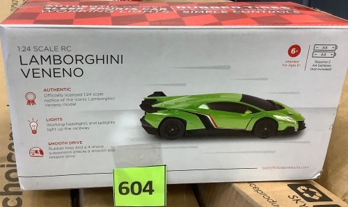 1/24 Kids RC Lamborghini Veneno Racing Car Toy w/ Lights, Shock Suspension - Lot 604