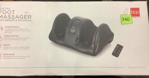 Therapeutic Foot Massager w/ High Intensity Rollers, Remote, 3 Modes - Lot 740