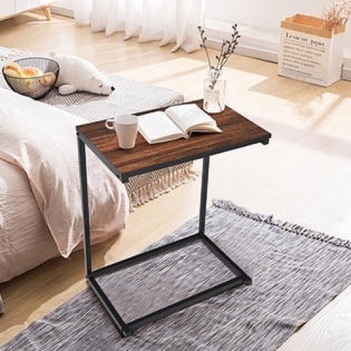 Costway 22x14x26 Sofa Side End Table Laptop Holder Multiple Stand Desk Brown/Walnut - Lot 1159