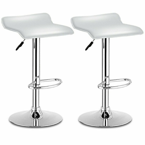 Set Of 2 Adjustable Pu Leather Backless Bar Stools - Lot 1266