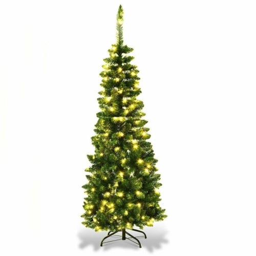 4.5 Ft Pre-Lit Hinged Artificial Fir Pencil Christmas Tree - Lot 1268