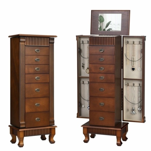 Wooden Jewelry Cabinet Storage Organizer With 7 Drawers - Lot 1288