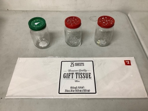 Case of (34) Christmas Jars w/ Tissue Paper - Lot 1307
