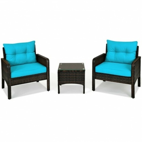 3 Piece Outdoor Patio Rattan Conversation Set - Lot 1326