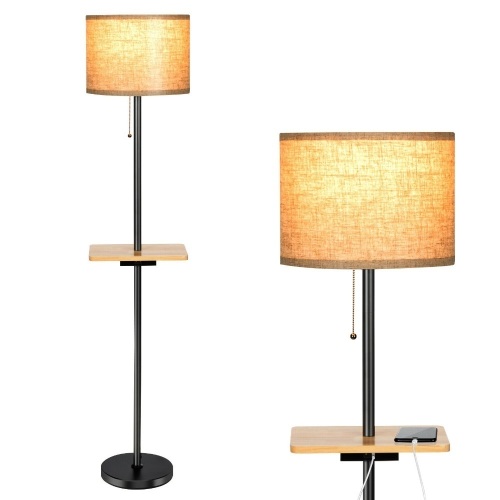 Modern Floor Lamp with Tray Table Dual USB Charging Ports 3-in-1 Floor Lamp - Lot 1331