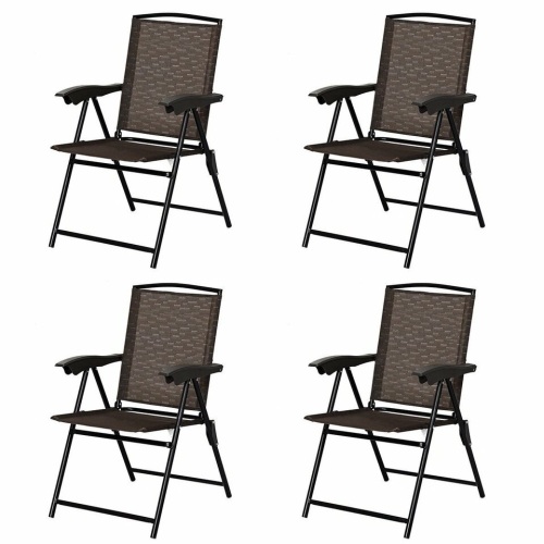 4 Piece Folding Sling Chairs With Steel Armrest And Adjustable Back - Lot 1347