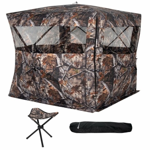 Portable Camo Waterproof Pop Up Ground Hunting Blind Stool Set - Lot 1362