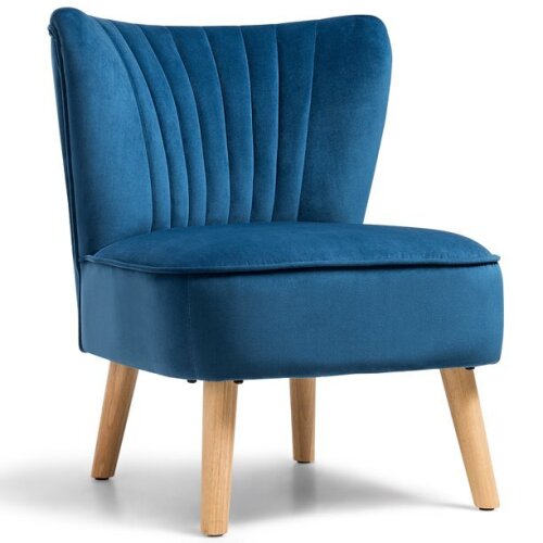 Armless Accent Chair Modern Velvet Leisure Chair Single Upholstered Blue - Lot 1400