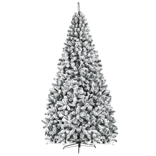 Snow Flocked Hinged Artificial Christmas Tree with Metal Stand - Lot 1405