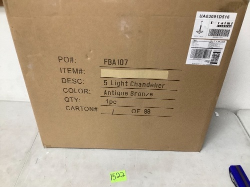 5 Light Chandelier - Lot 1522