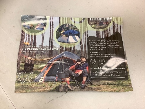 MobiHome 2-3 Person Camping Tent, E-Commerce Return - Lot 84A