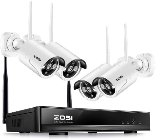 ZOSI Wireless Security Cameras System 1080P HD WiFi NVR and 4pcs 100ft Night Vision 1.0MP 720P Indoor Outdoor Wireless CCTV Cameras, AUTO-PAIR, Smartphone Remote Access (NO Hard Drive). NEW - Lot 120