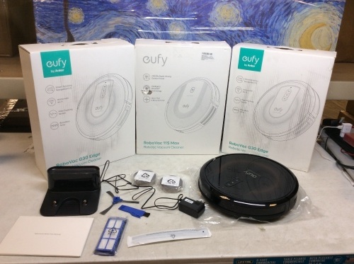 Lot of (4) Eufy by Anker Robotic Vacuum Cleaners, 11S Max & G30 Edge - Unknown Conditions - Lot 124