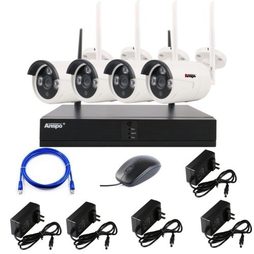 Anspo 1080p 4/8CH WiFi NVR 2MP HD IP Outdoor Wireless Security Camera System 1TB. Appears New - Lot 213