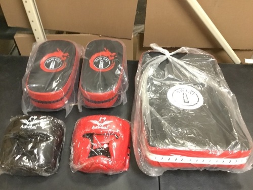 Lot of Aaweal Kickboxing Equipment, Headgear, Strike & Kick Shields - Appear New - Lot 215
