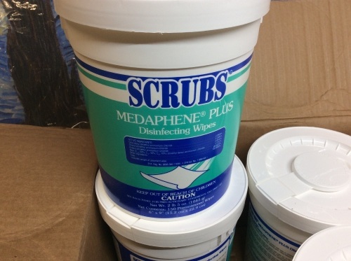 Case of (6) Scrubs Medaphene Plus Disinfecting Wipes, 150 per Tub - New - Lot 260