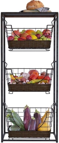 Home Intuition 3-Tier Removable Wire Baskets Stand, Antique Black - Appears New  - Lot 334