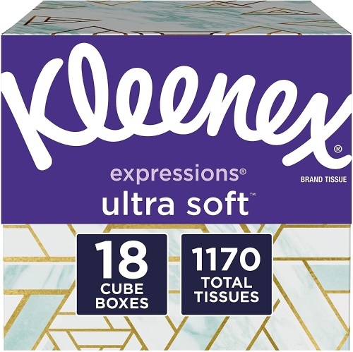 Kleenex Expressions Ultra Soft Facial Tissues, 18 Cube Boxes - New/Unopened  - Lot 435