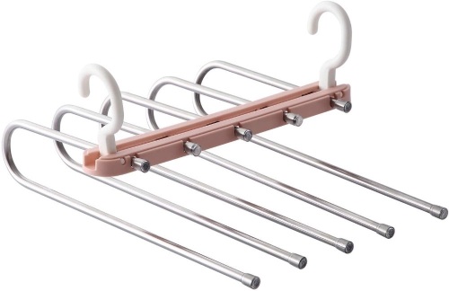 Case of (32) ShiZuMagic Space-Saving Closet Pants Hangers, White/Pink - New  - Lot 489