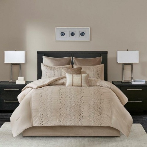 Madison Park Camelia 8 Piece Embroidered Comforter Set King Size - Appears New - Lot 513