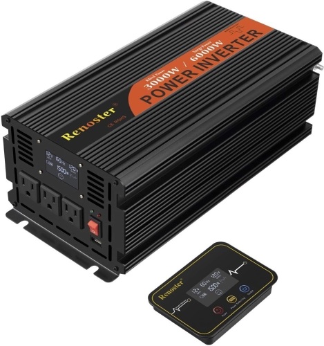 Renoster 3000 Watt Power Inverter DC 12V to AC 120V with LCD Display. NEW - Lot 520