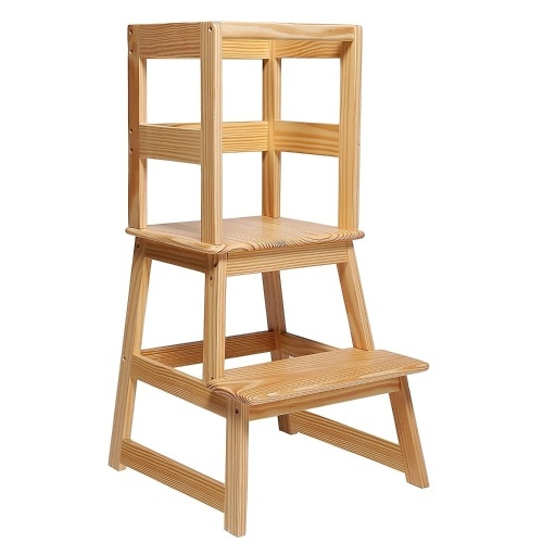 SDADI Kids Kitchen Step Stool with Safety Rail for Toddlers 18 Months and Older, Natural - Appears New  - Lot 527