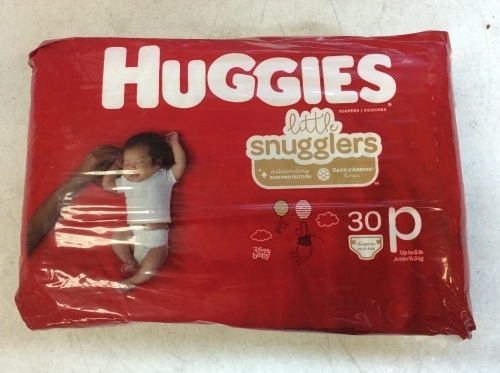 Huggies Little Snugglers Baby Diapers, Size P, 30 Ct - New - Lot 531