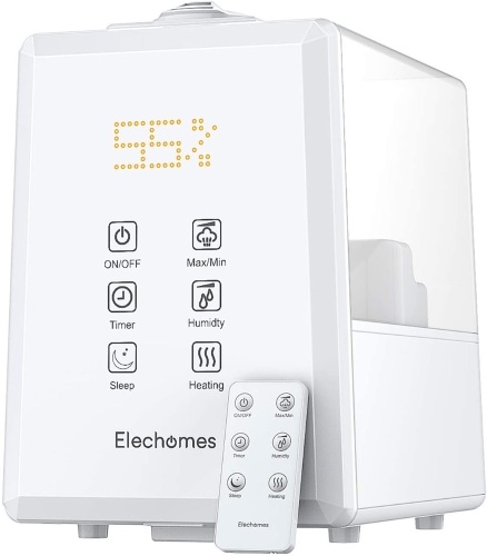 Elechomes UC5501 Ultrasonic Humidifier, 6L Vaporizer Warm and Cool Mist with Remote, Customized Humidity, Sleep Mode, LED, White - Appears New   - Lot 619