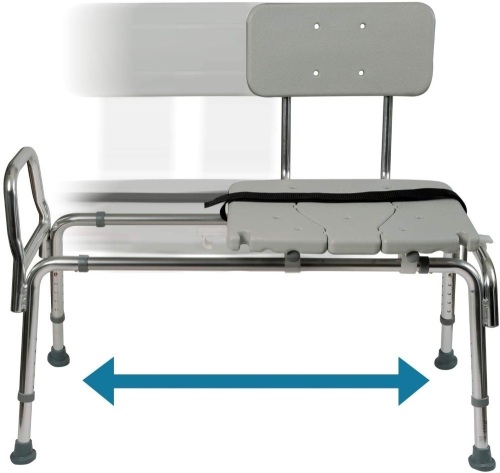 Heavy Duty Tub Transfer Bench and Sliding Shower Chair with Cut-Out Seat Holding, Capacity up to 400 Lbs, Gray - Appears New   - Lot 672