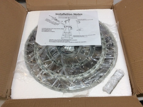 Dixun LED Modern Crystal Chandeliers 3 Ring Stainless Steel Ceiling Fixture  - Appears New - Lot 682