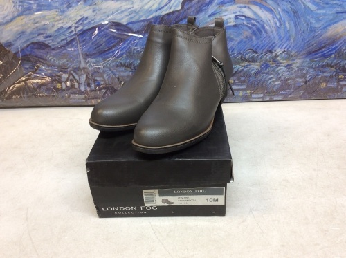 London Fog Women's Tina Ankle Boot, Grey Smooth, 10M - Appear New  - Lot 683