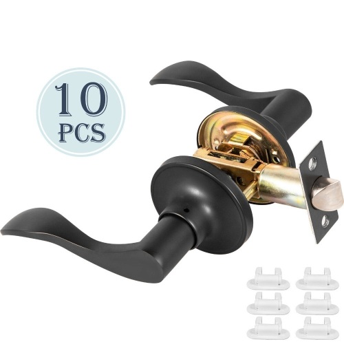 VEVOR Passage Door Lever Door Handle 10 Pack Door Knobs Passage Lever Locks Set Black. NEW - Lot 685