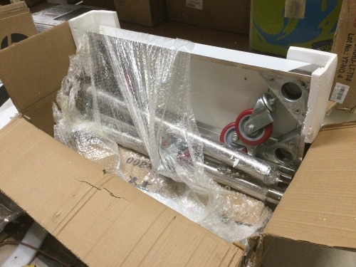 2-Tier Stainless Steel Rolling Cart/Table. Unknown if Hardware is Complete - Lot 704