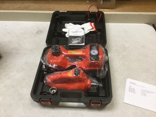 12V 3-Ton Electric Hydraulic Jack and Wrench Set. Appears New - Lot 727