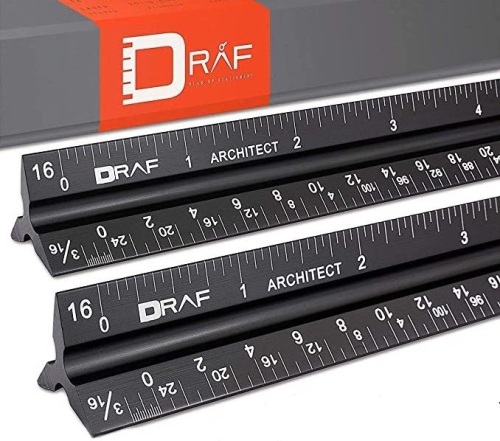 Case of (50) 12" Architectural Scale Ruler Sets (Imperial) Laser-Etched Aluminum Triangular Drafting Tools - New   - Lot 747