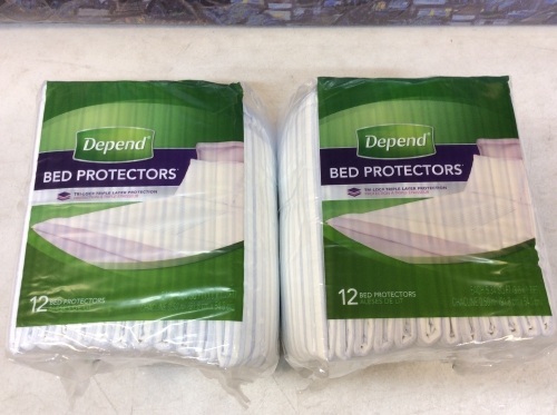Lot of (2) Depend Bed Protectors, 12 Ct - New - Lot 816