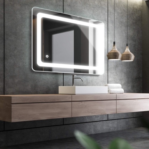 Cozy Castle Bathroom Mirror with LED Lights Lighted Makeup Vanity Mirror Wall Mounted Backlit Frameless Large Size 32x24 inch. Appears New - Lot 848